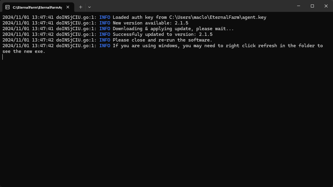 Agent software updated
